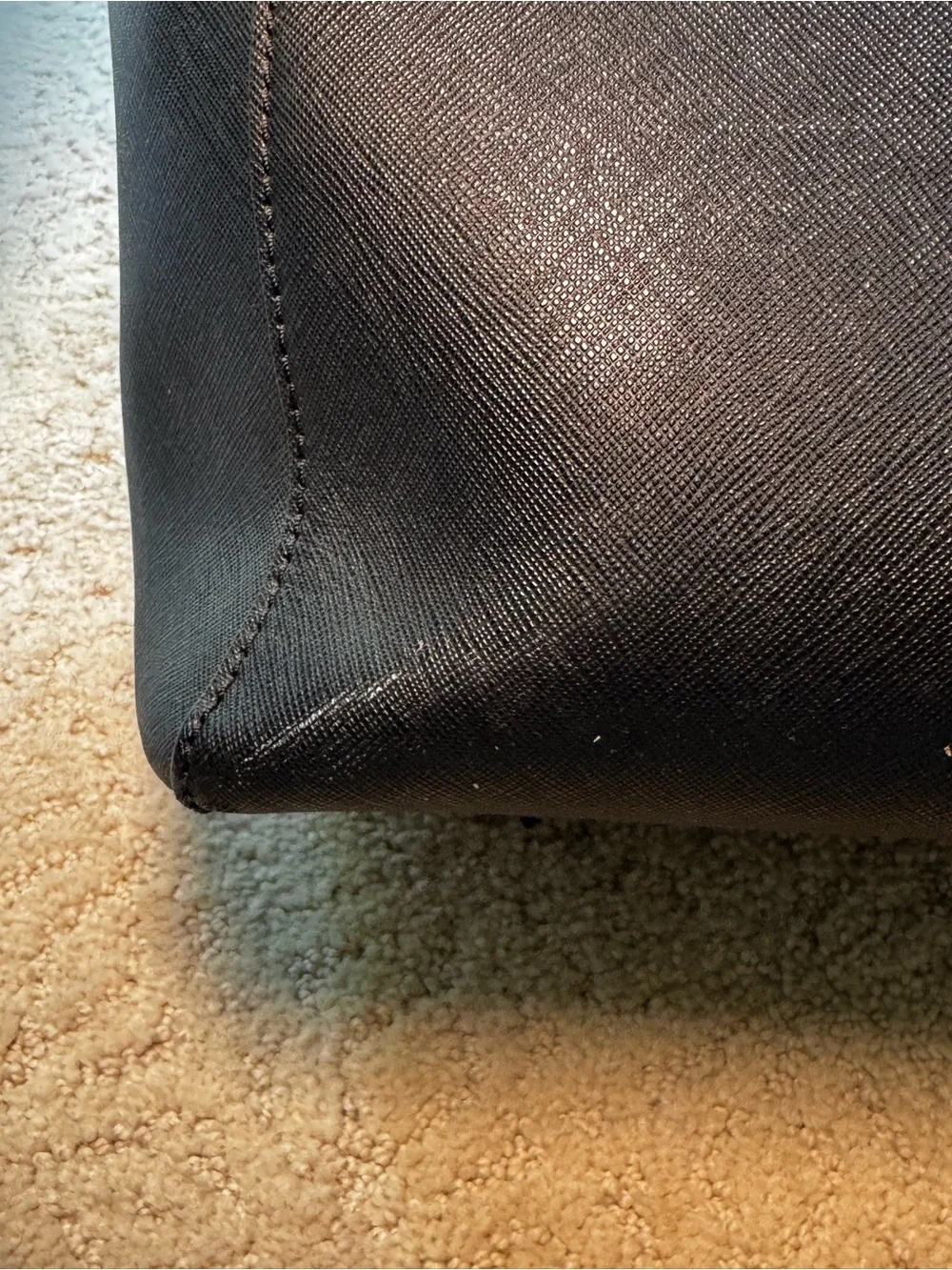 Tory Burch Black Leather Saffiano Tote with Gold Accents